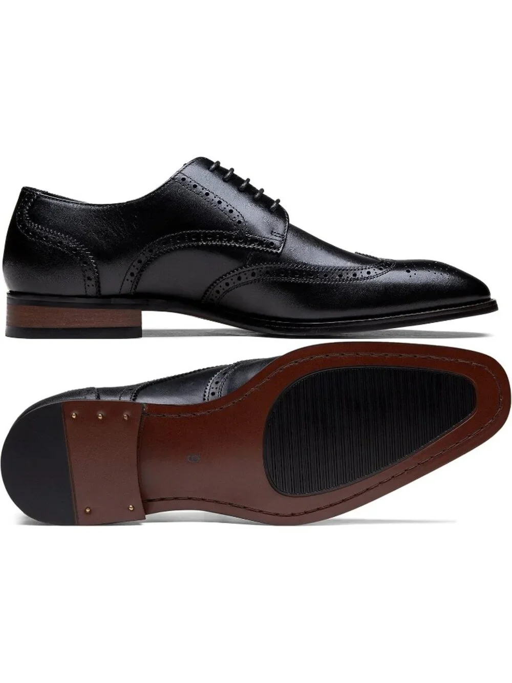 Men's Black Leather Wingtip Lace Up Formal Business Derby Brogue Oxfords Shoes